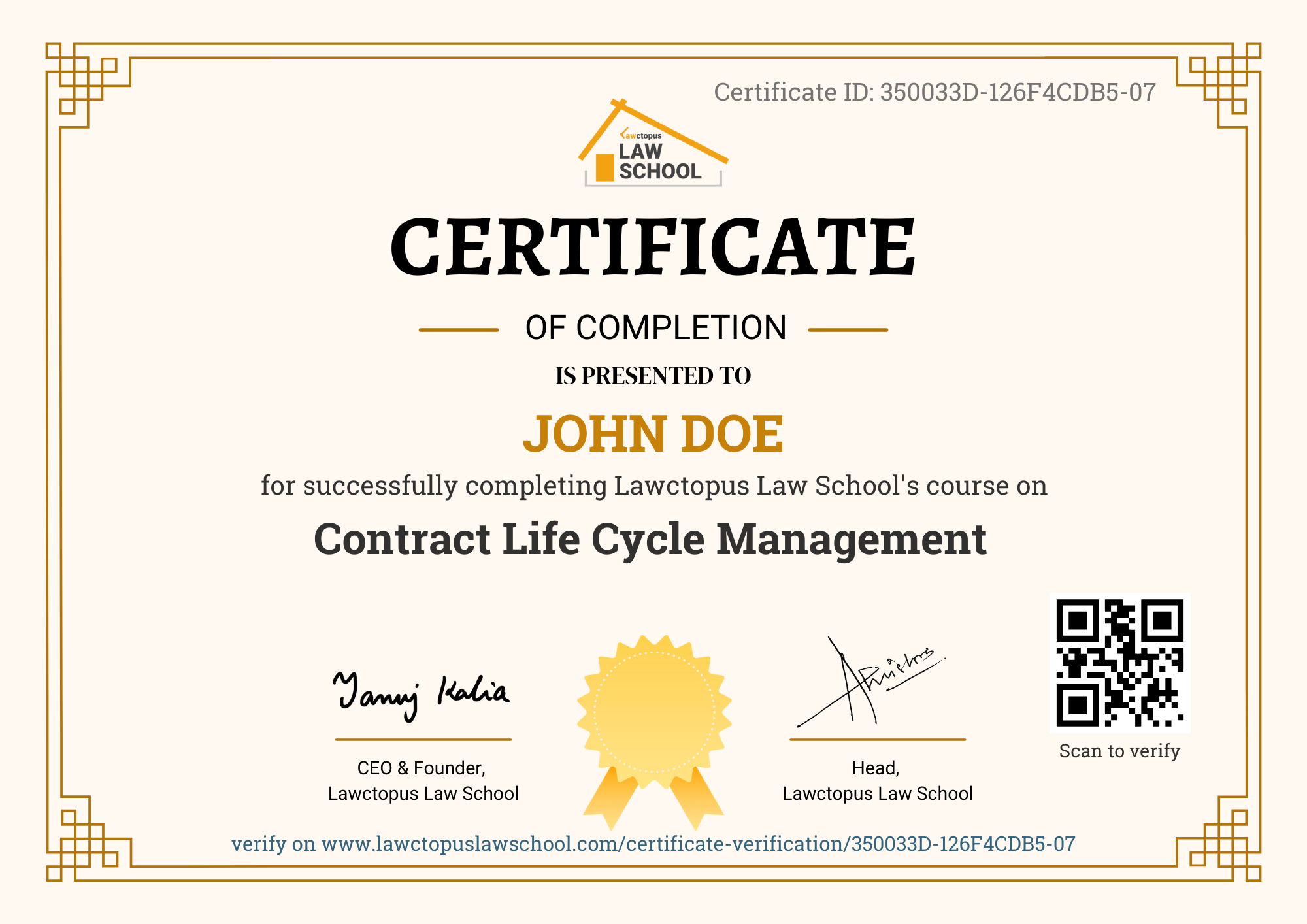Certificate - Contract Life Cycle Management